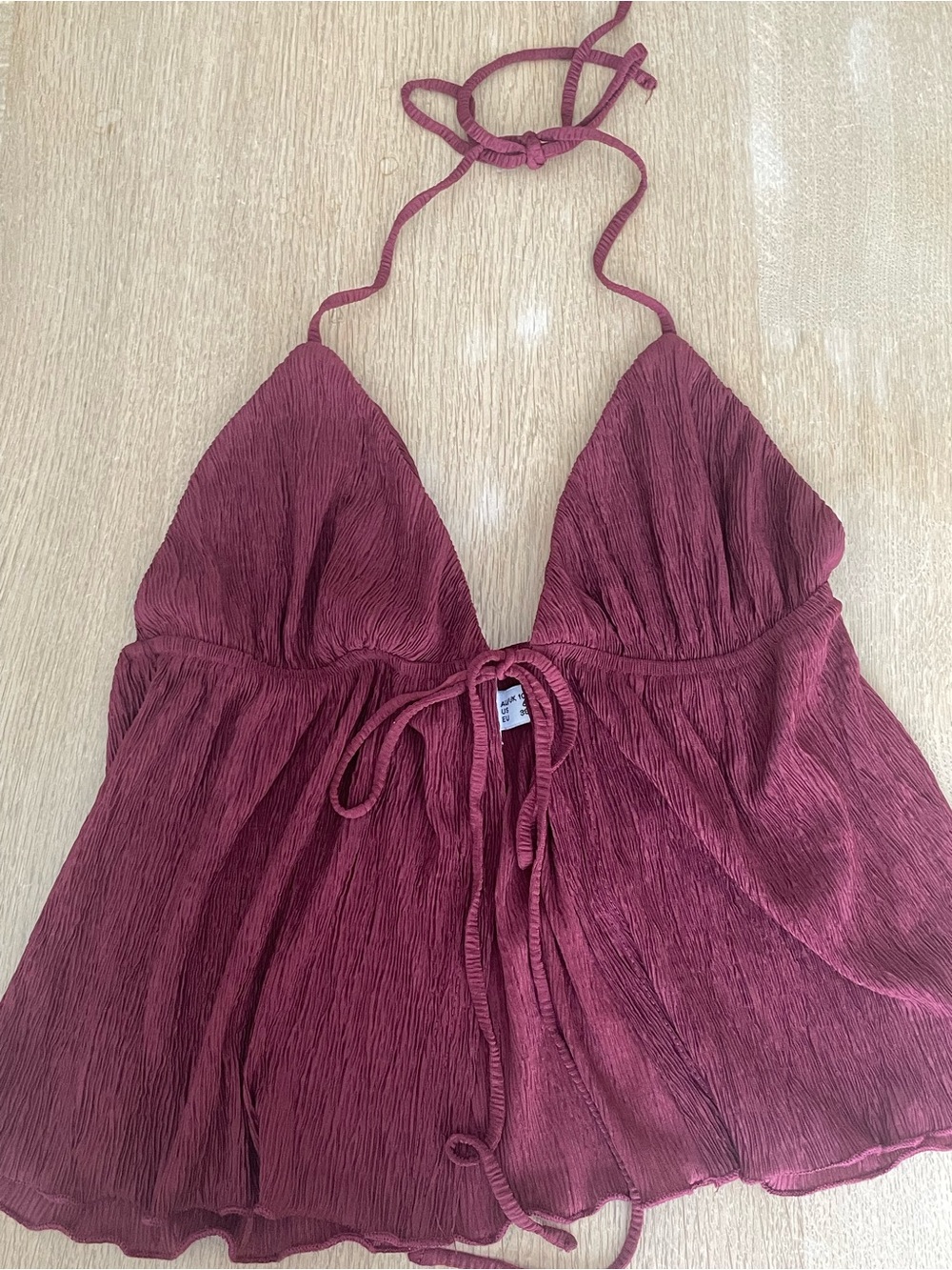 Princess Polly Burgundy Halter tie-front top